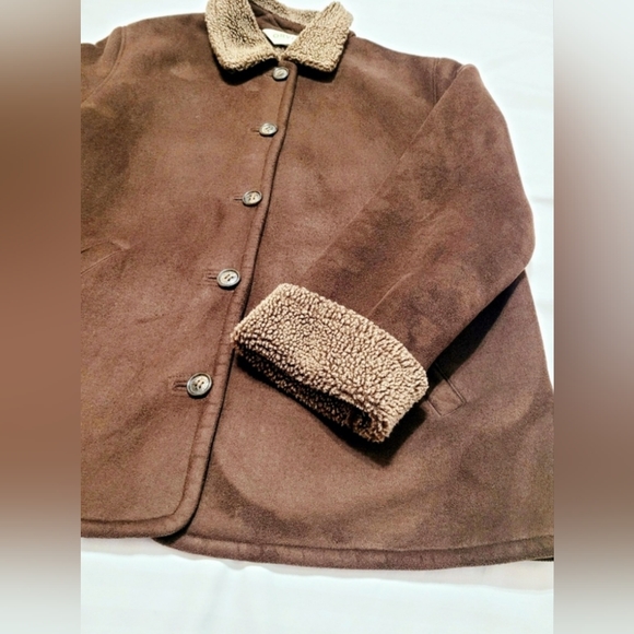 Orvis Women's Faux Suede Sherpa Jacket Brown Chocolate Lightweight, Large - Picture 13 of 16
